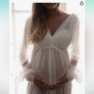 Women's Maternity Photo Shoot V-Neck Long Sleeves Pregnant Photography
